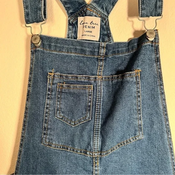 Love Tree Denim Distressed Short Overalls - Picture 7 of 16